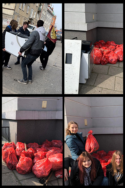 Nasi uczniowie podczas akcji Galante Sprzątanie.