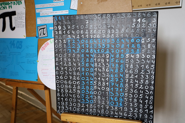 Przystrojona sala 25 z okazji Dnia Liczby Pi.